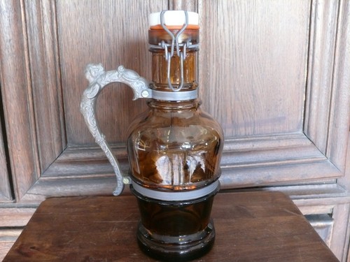 Brown glass beer bottle - glass,